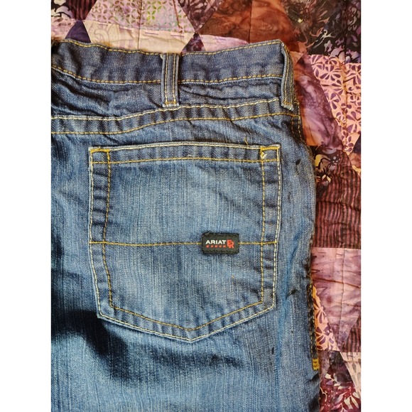 Ariat FR M4 Boot Cut Jeans Mens 40x30 Blue Work Wear Western Relaxed Low Rise - Picture 10 of 10